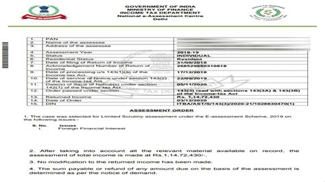 income tax assessment order sample.